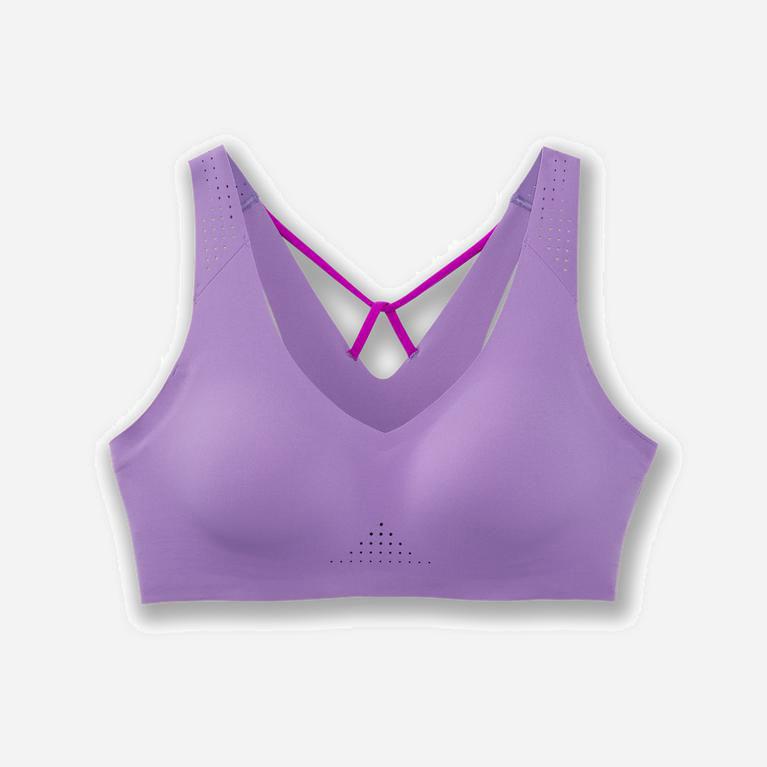 Brooks Dare V Neck NZ - Women's Running Bra - Heliotrope/Magenta/MediumPurple (67192-IJHE)